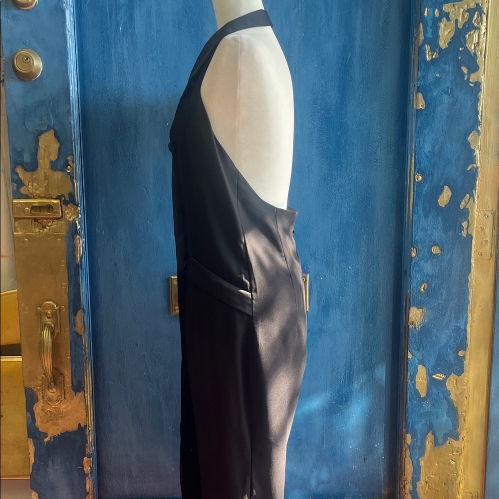 Black Double-Breasted Halter Dress - image 3